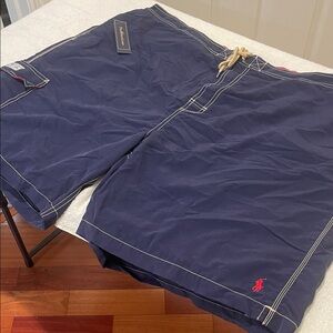 NWT Polo Ralph Lauren Men's Dark Blue Mesh Lined Swimming Shorts Size 5XL Big